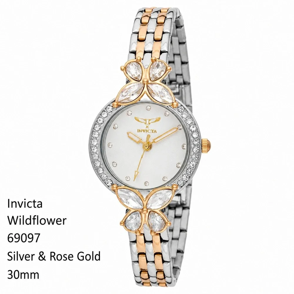 NEW Invicta Wildflower I Invicta Women's Watch 30mm Silver Rose Gold 69097 #0460